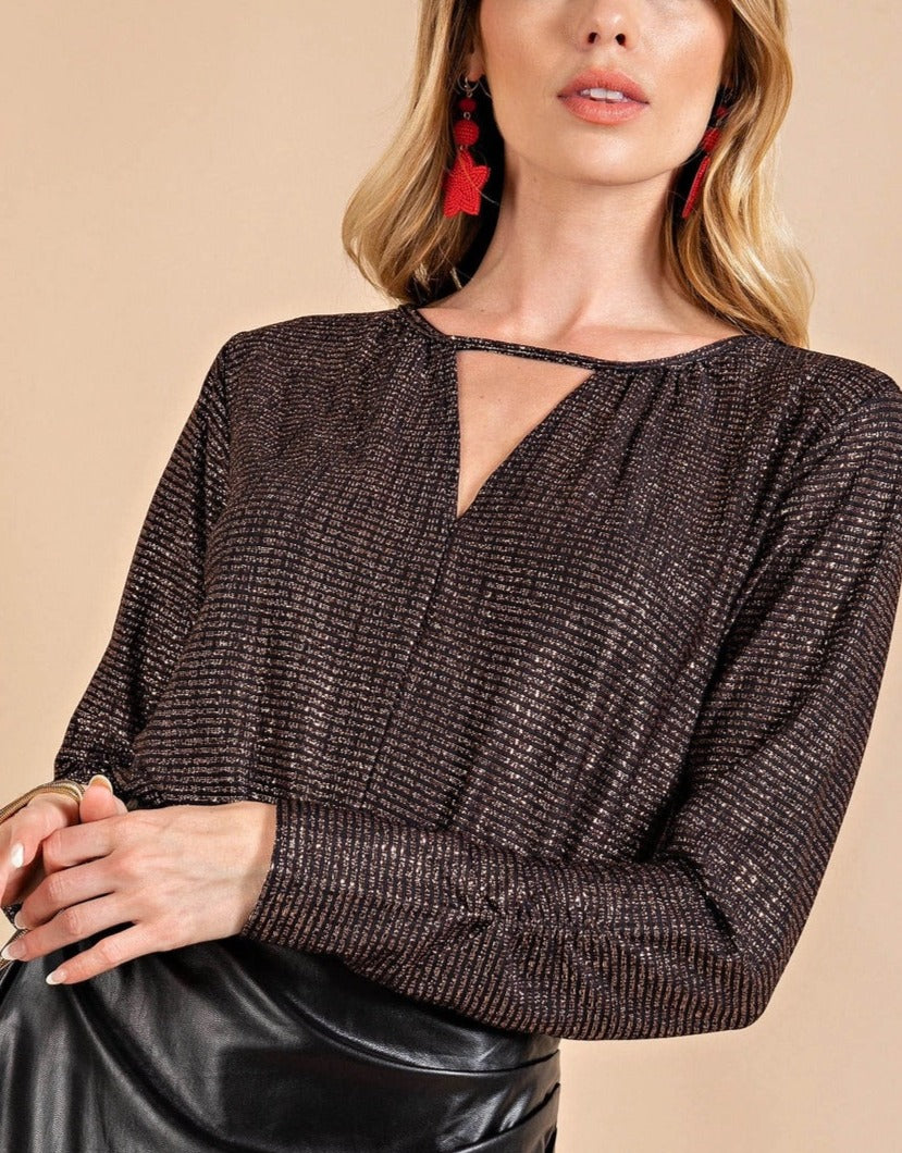 Copper & Black Long Sleeve Bodysuit