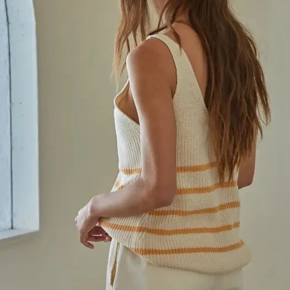 Orange Striped Creamsicle Sleeveless Sweater Top