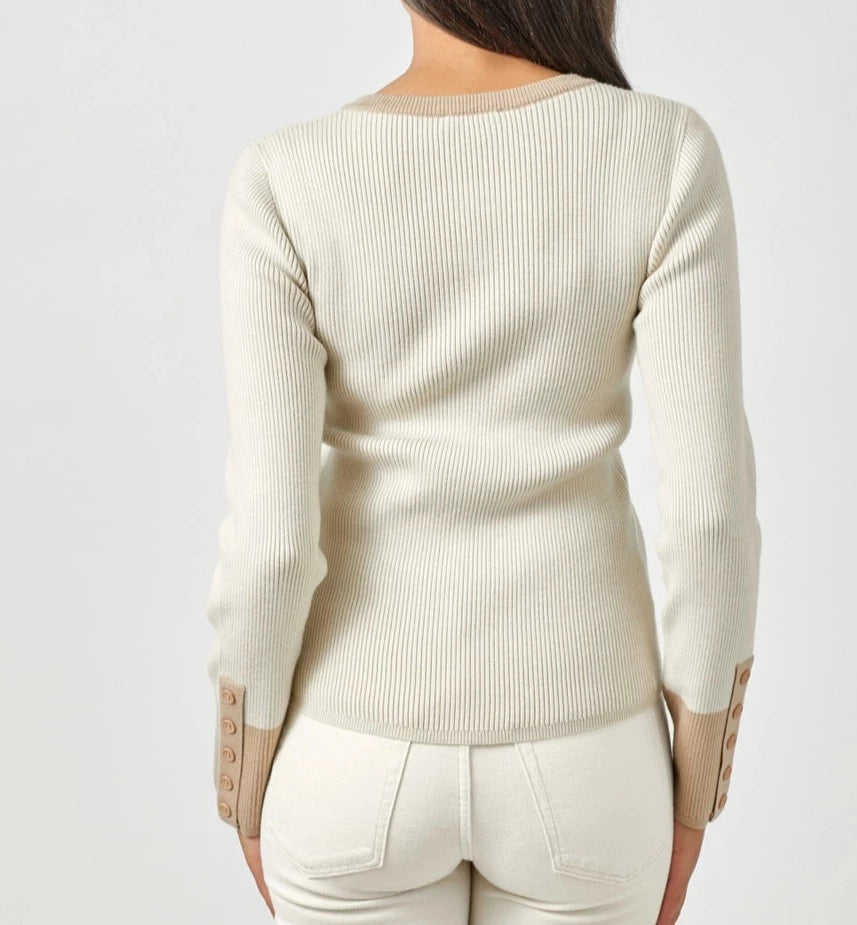 Iced Coffee & Cream Color Block Top