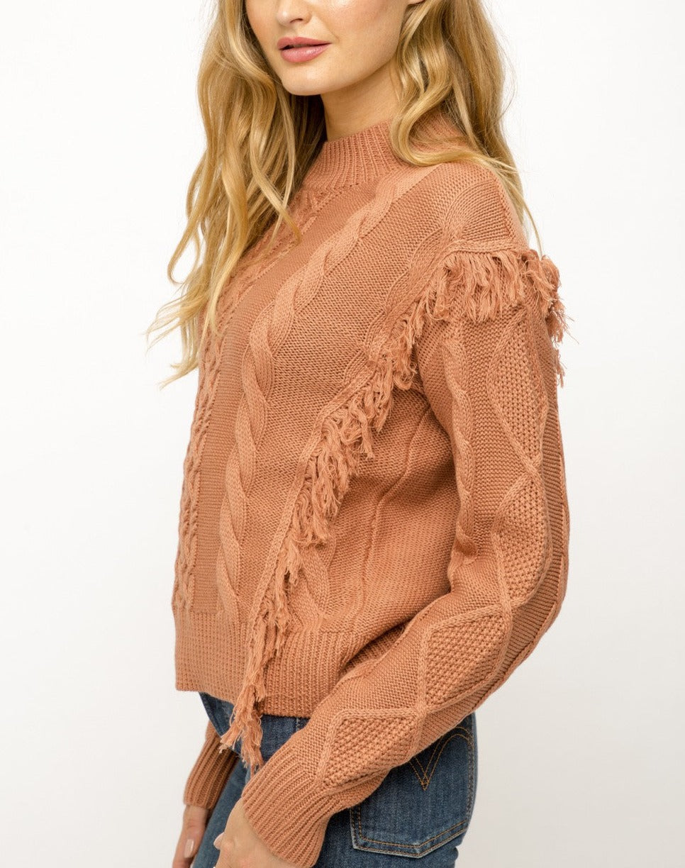 Terracotta Fringe Sweater