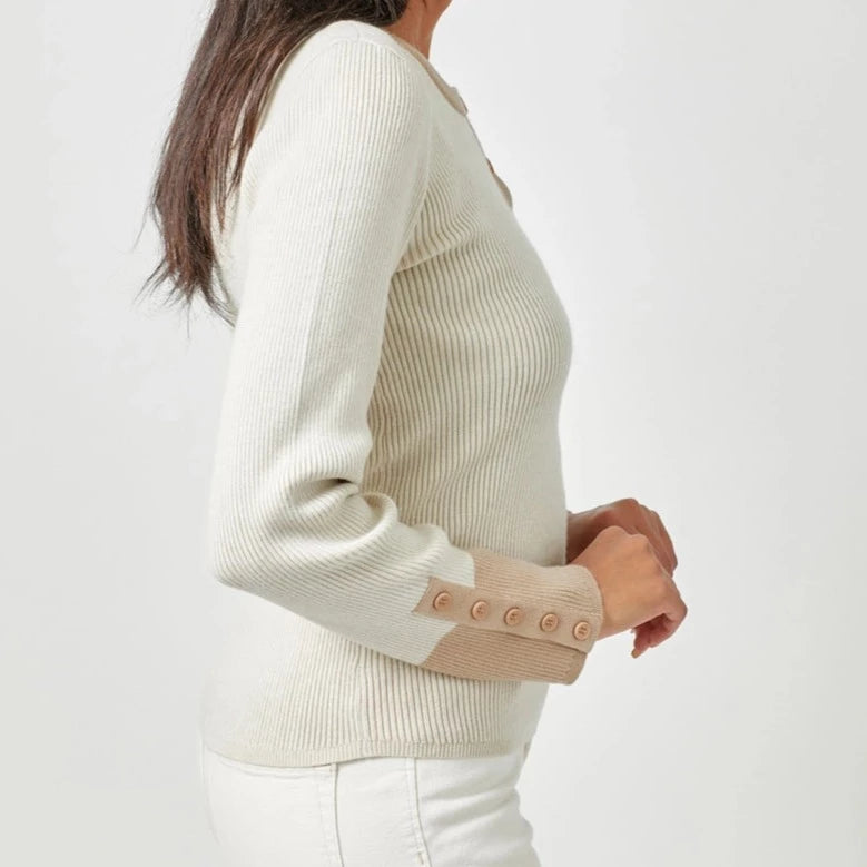 Iced Coffee & Cream Color Block Top