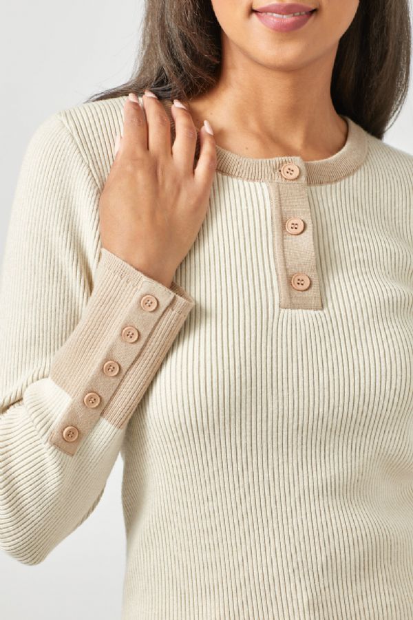 Iced Coffee & Cream Color Block Top