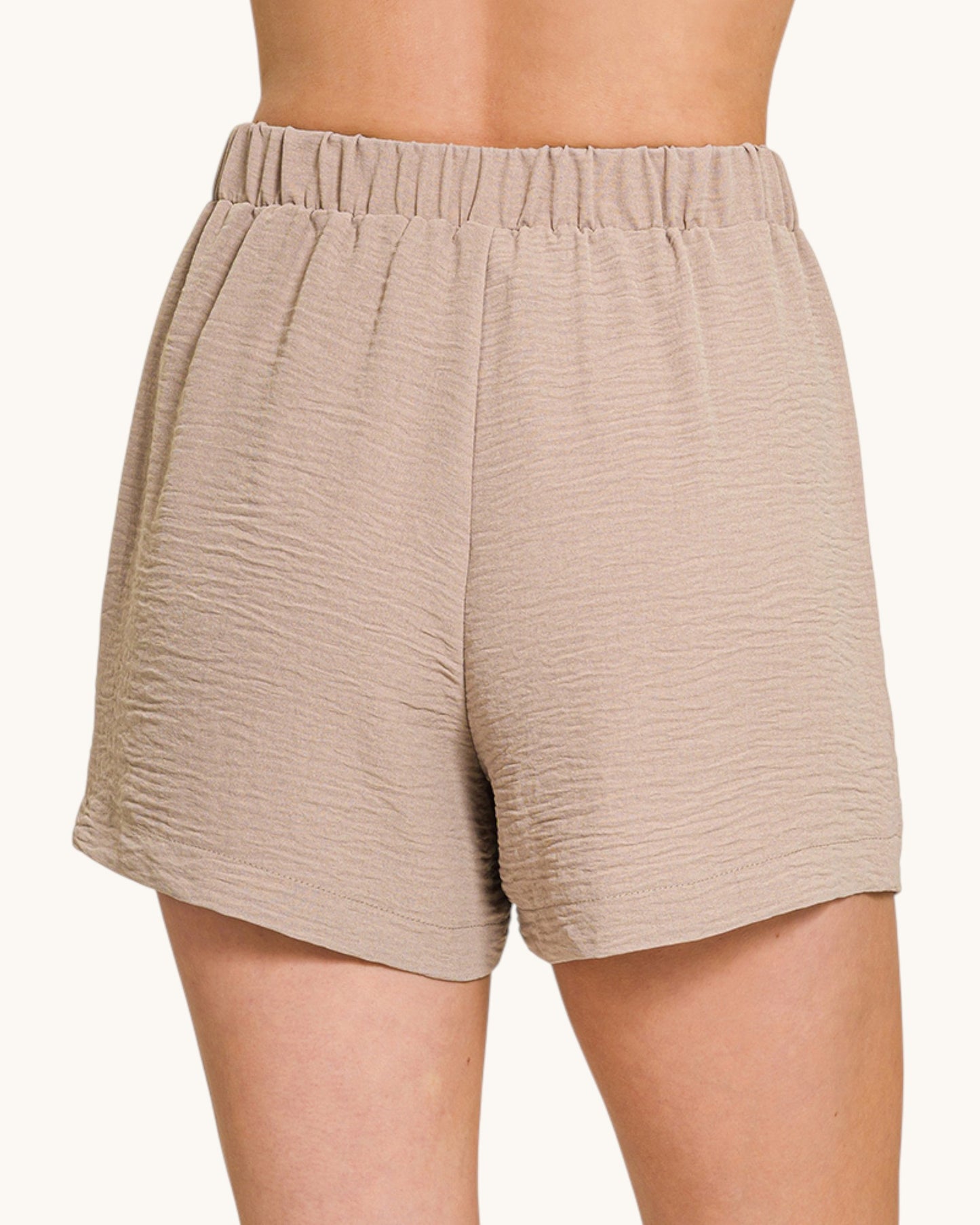 Back view of the Ash Mocha lightweight woven shorts.