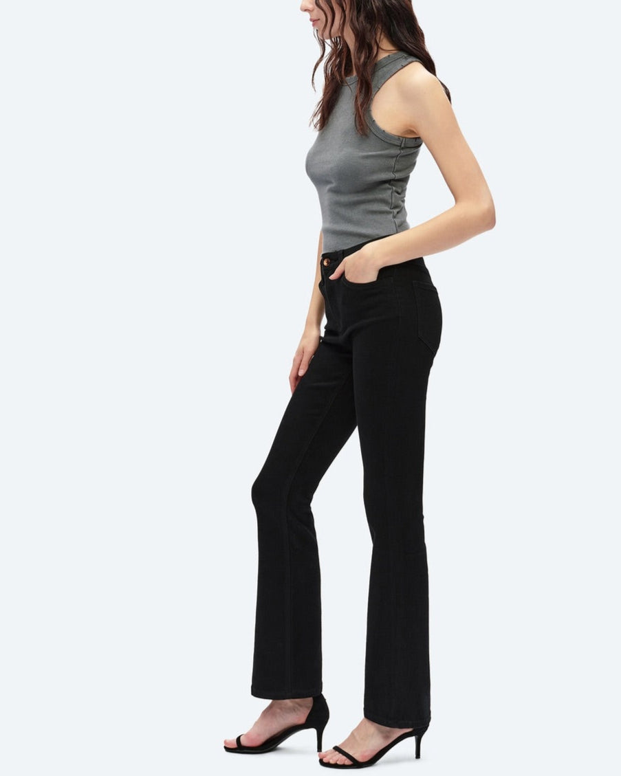 Mid-Rise Super Stretch Bootcut Jeans in Black
