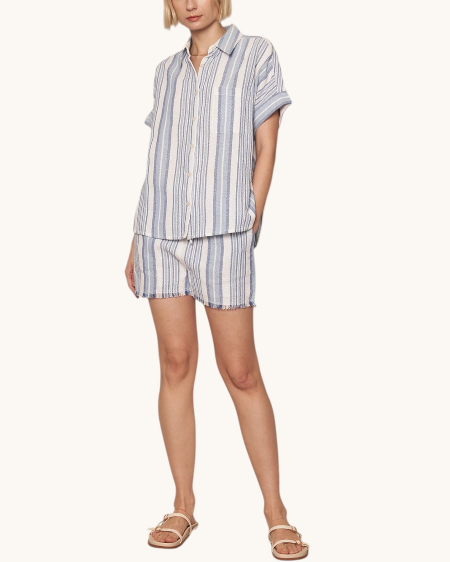 By the Sea Striped Cotton Shorts