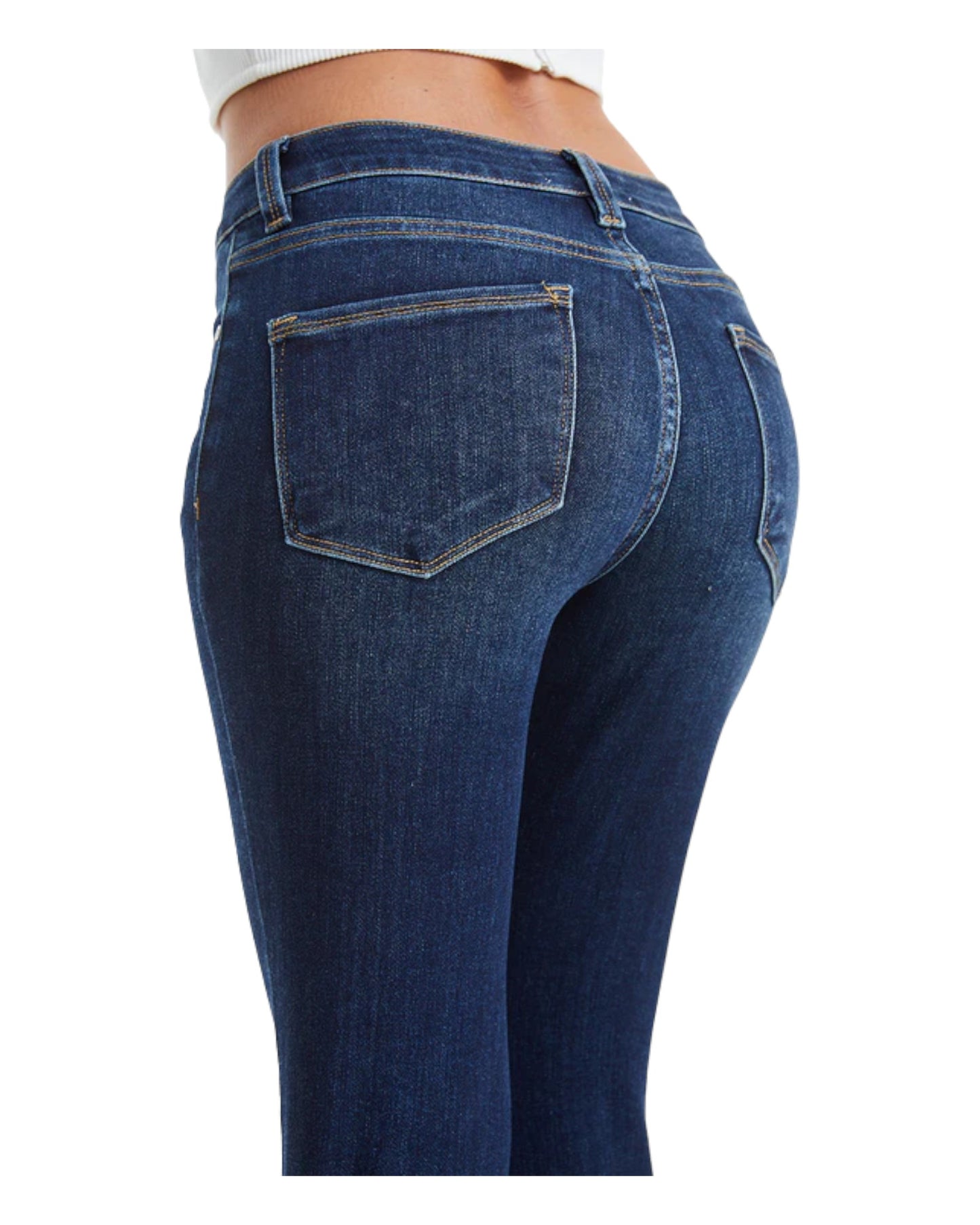 Mid Rise Stretch Crop Jean (Dark Blue)