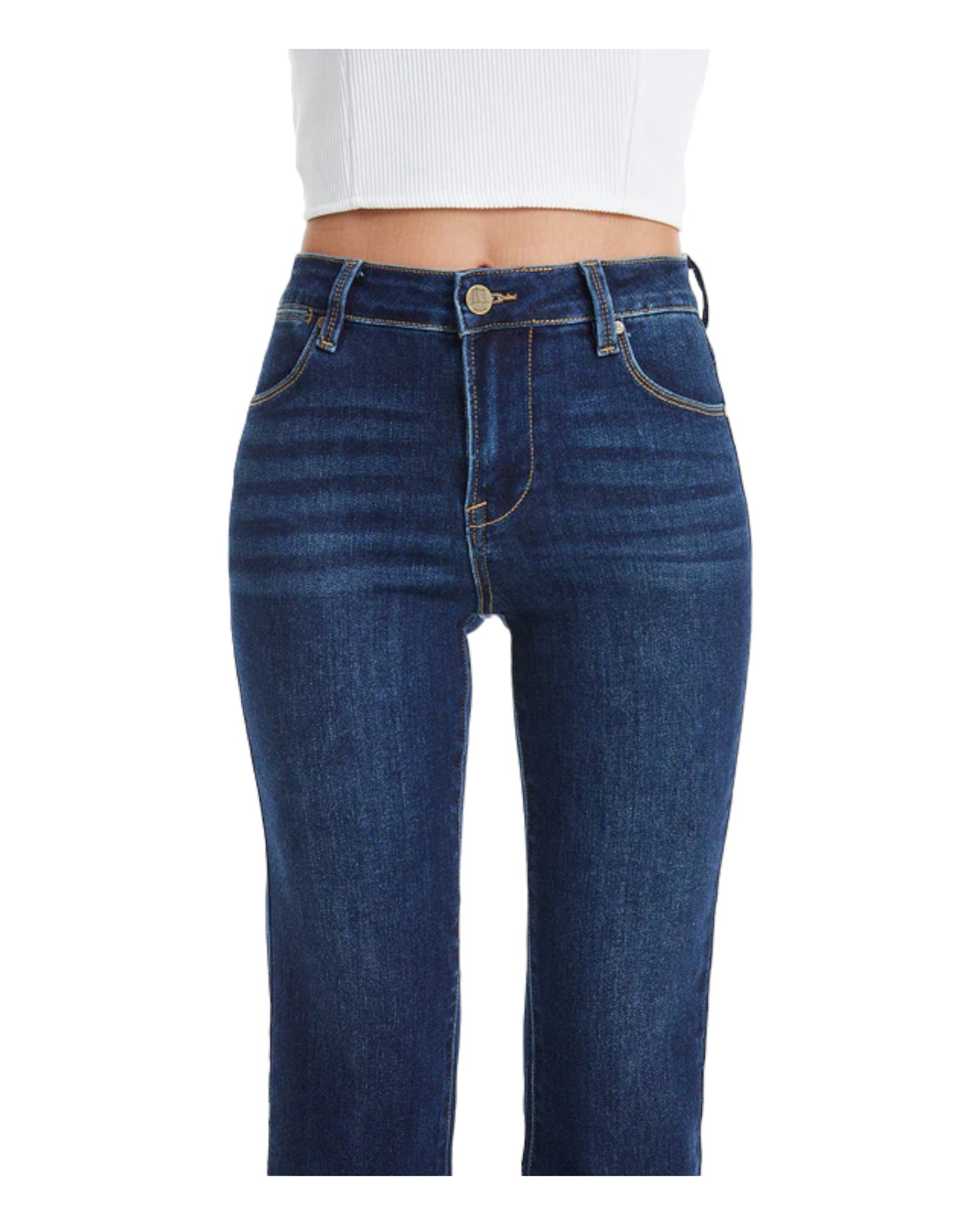 Mid Rise Stretch Crop Jean (Dark Blue)