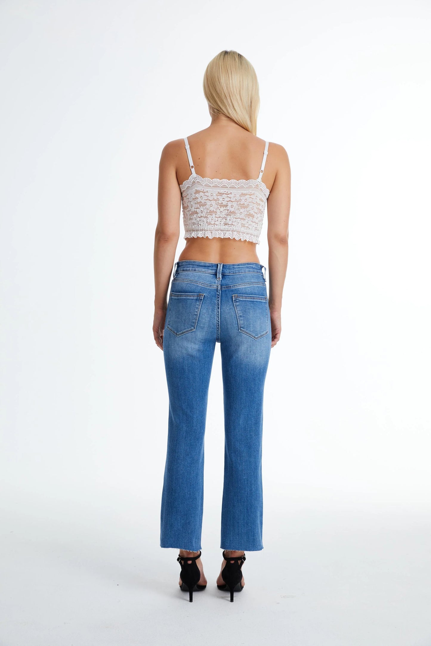 Mid Rise Stretch Crop Jean (Medium Blue)