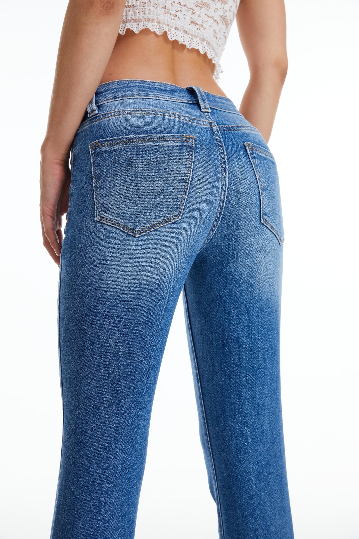 Mid Rise Stretch Crop Jean (Medium Blue)