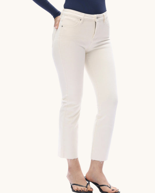 Bayeas Elowen Cream Mid-Rise Straight Crop Jean