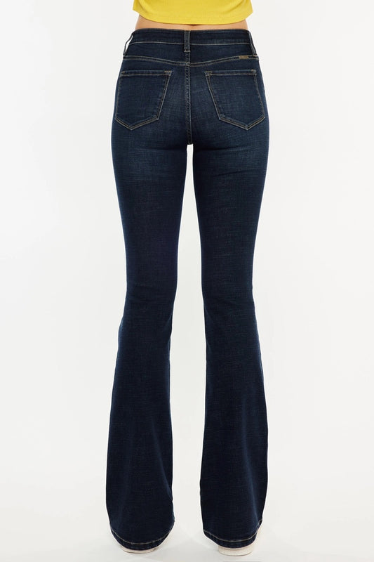 Kan Can High-Rise Dark Wash Bootcut Jeans with flattering fit and stretch denim.