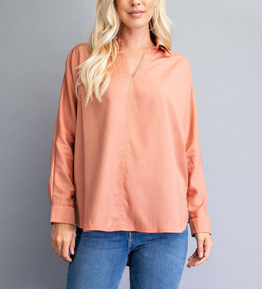 Desert Blush High-Low Long Sleeve Tunic