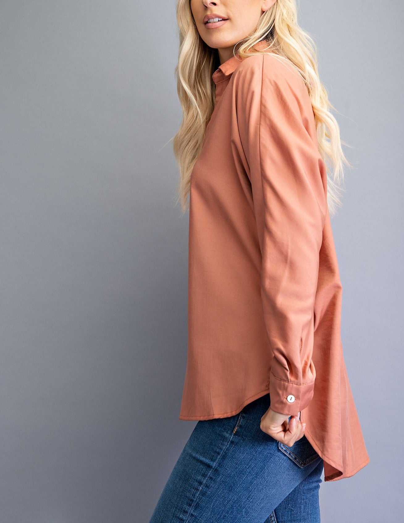 Desert Blush High-Low Long Sleeve Tunic
