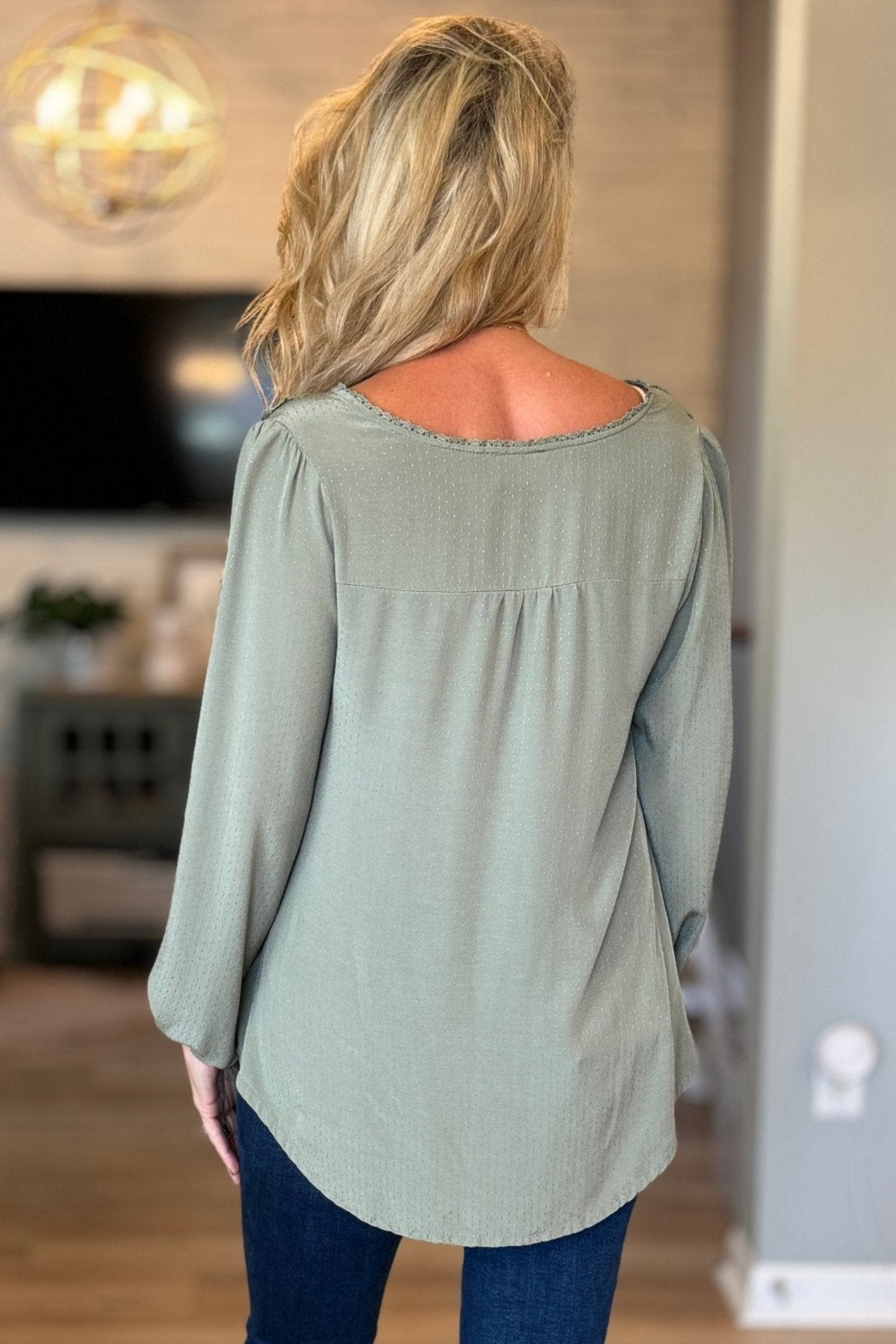 Tranquil Jade Embroidered Peasant Blouse