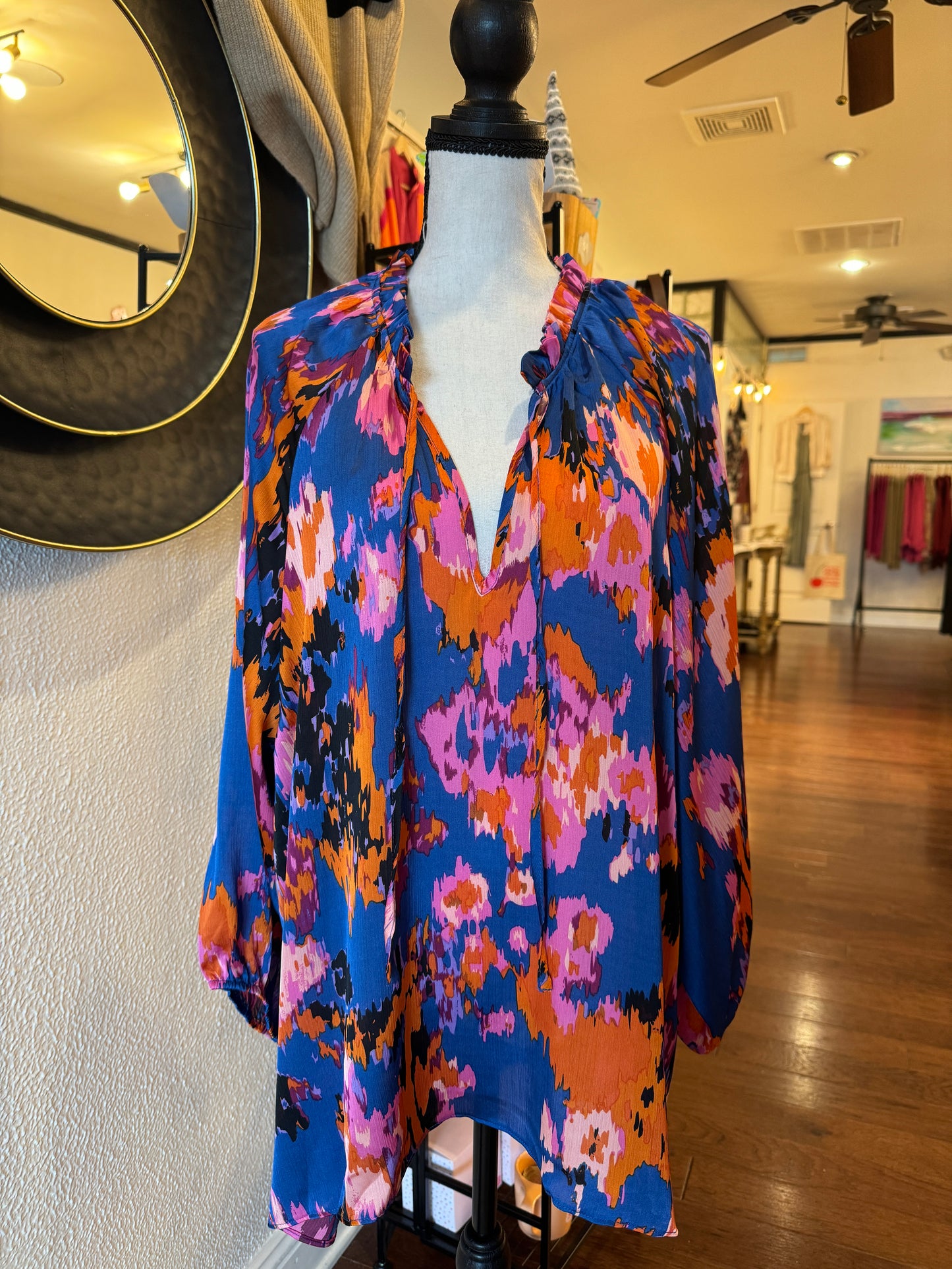 Curvy Multi-Color Tie Up Blouse