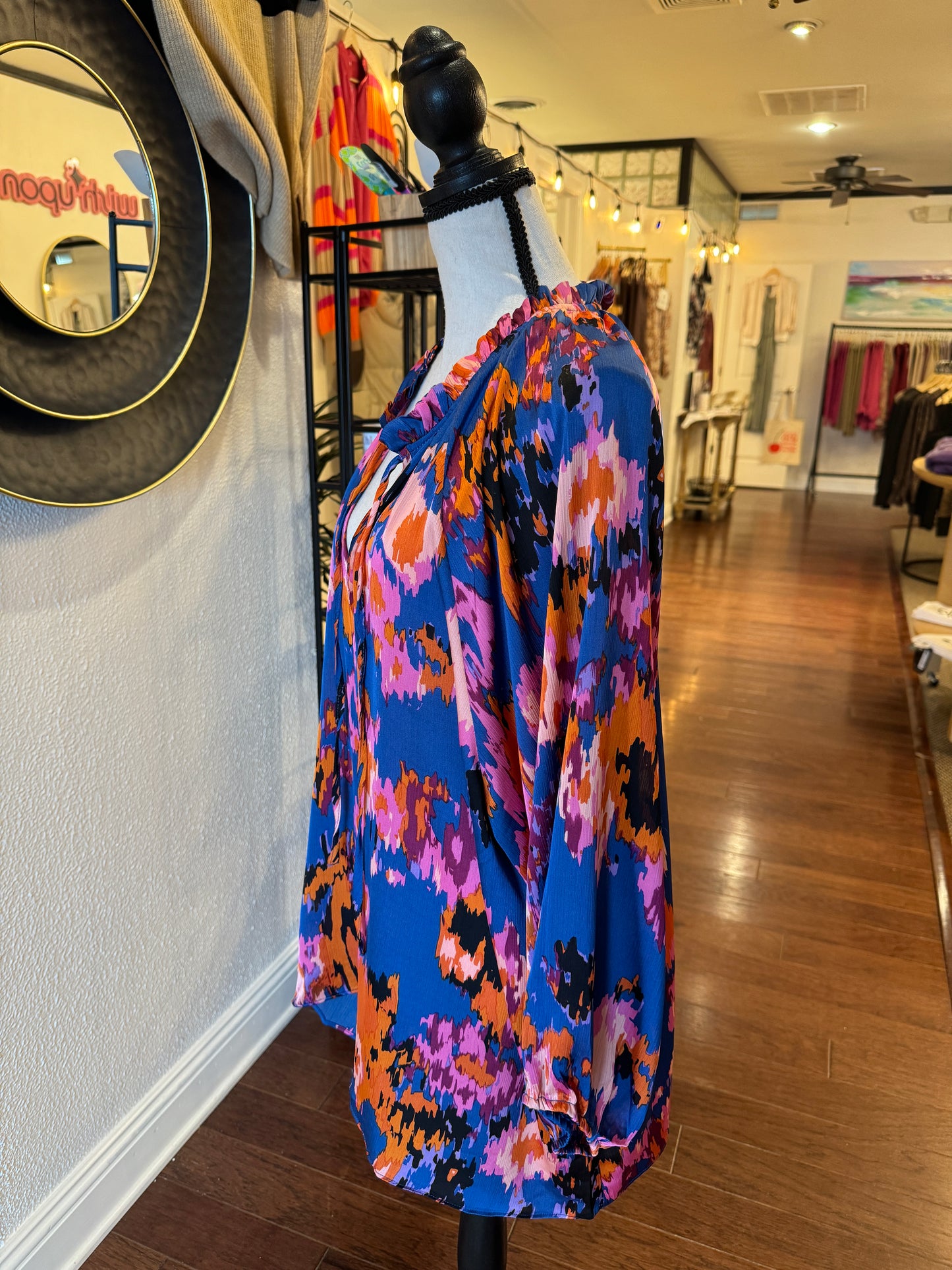 Curvy Multi-Color Tie Up Blouse