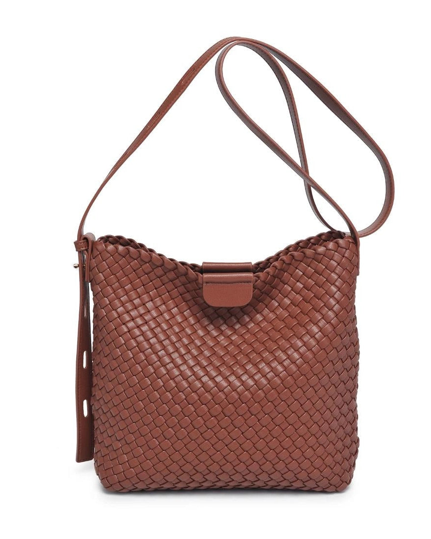 Isadora Chocolate Woven Bucket Bag