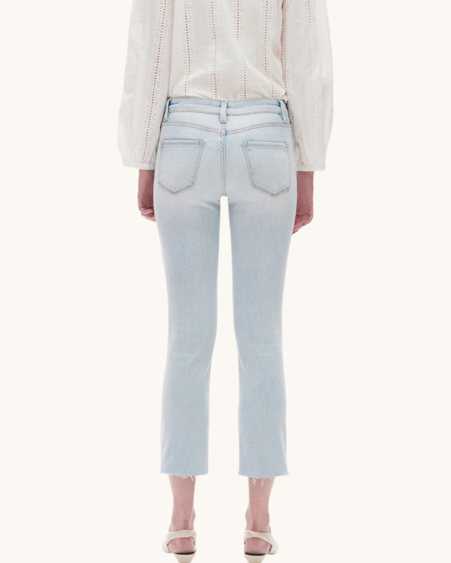 Bayeas Mid-Rise Straight Raw Hem Cropped Jean (Light)