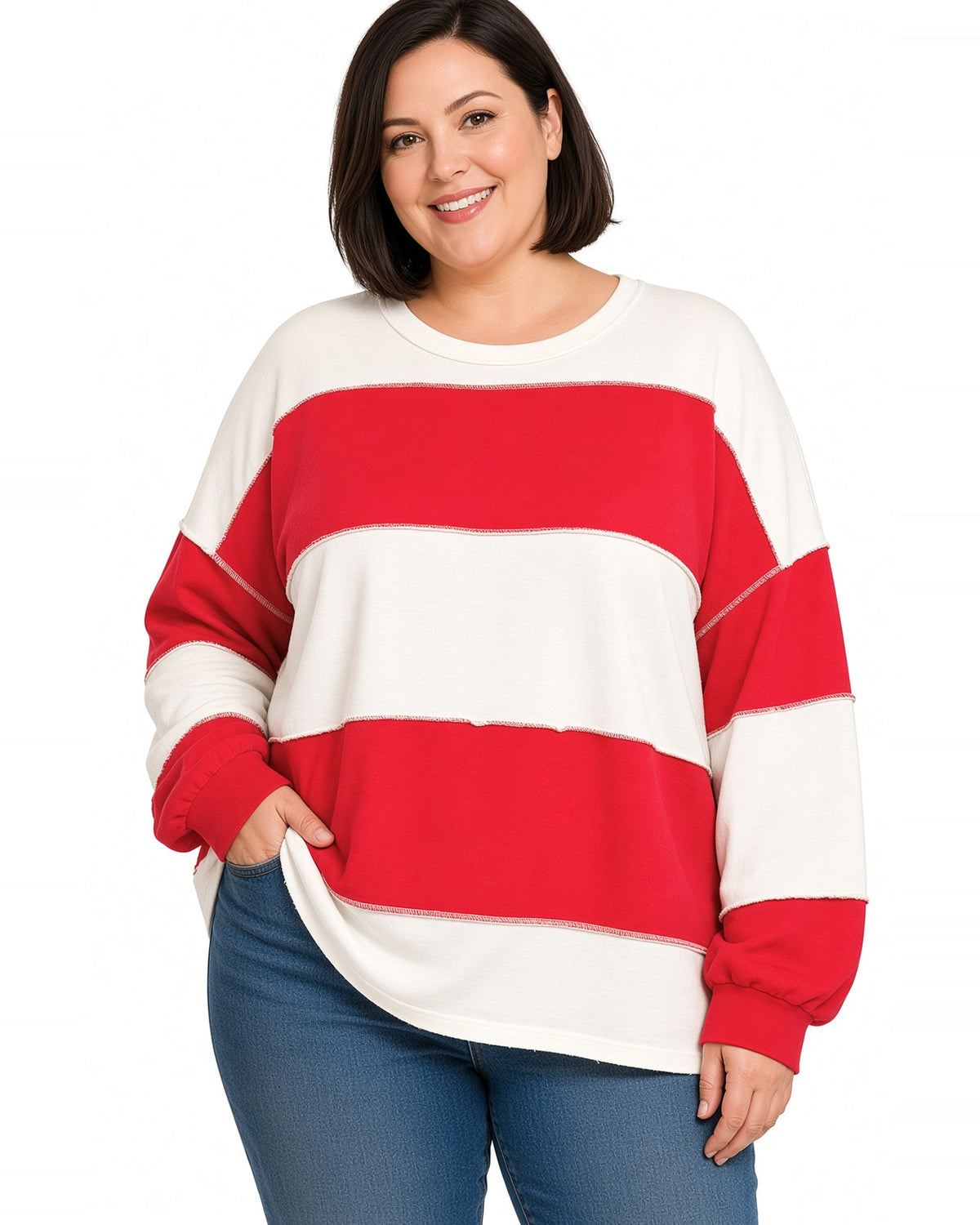 Ruby & Ivory Rugby Stripe Top (Curvy)