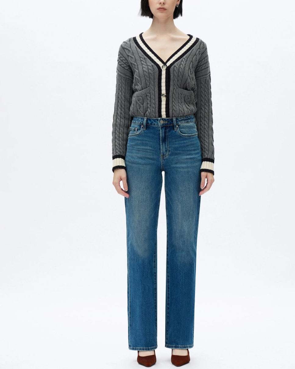 Straight Leg High-Rise Comfort Stretch Jeans in Retro Medium Blue
