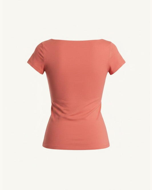 Double Take Square Neck Top (Spiced Coral)