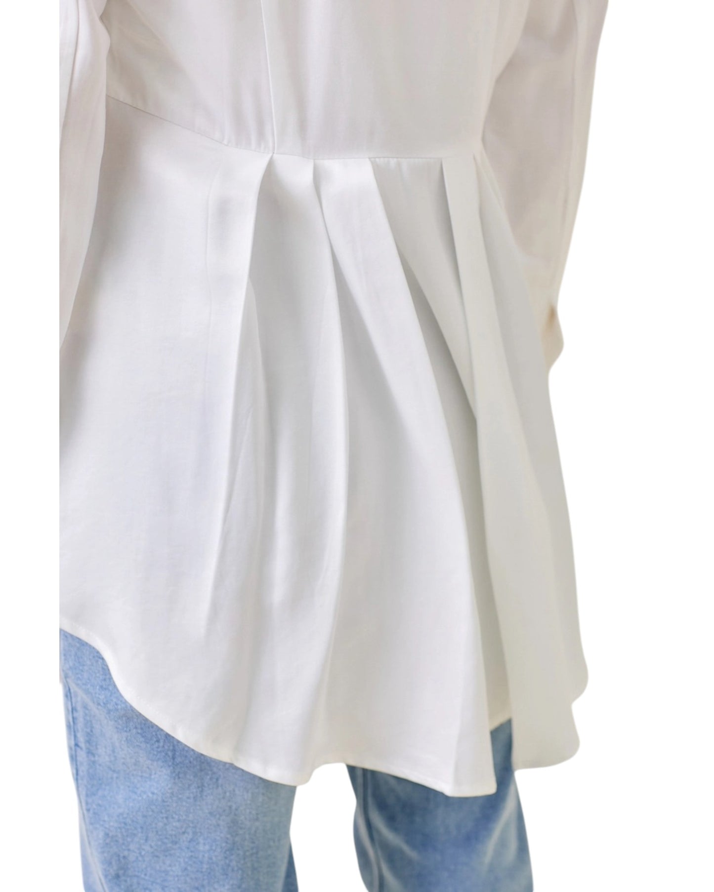 Snow White Peplum Back Button Up Shirt