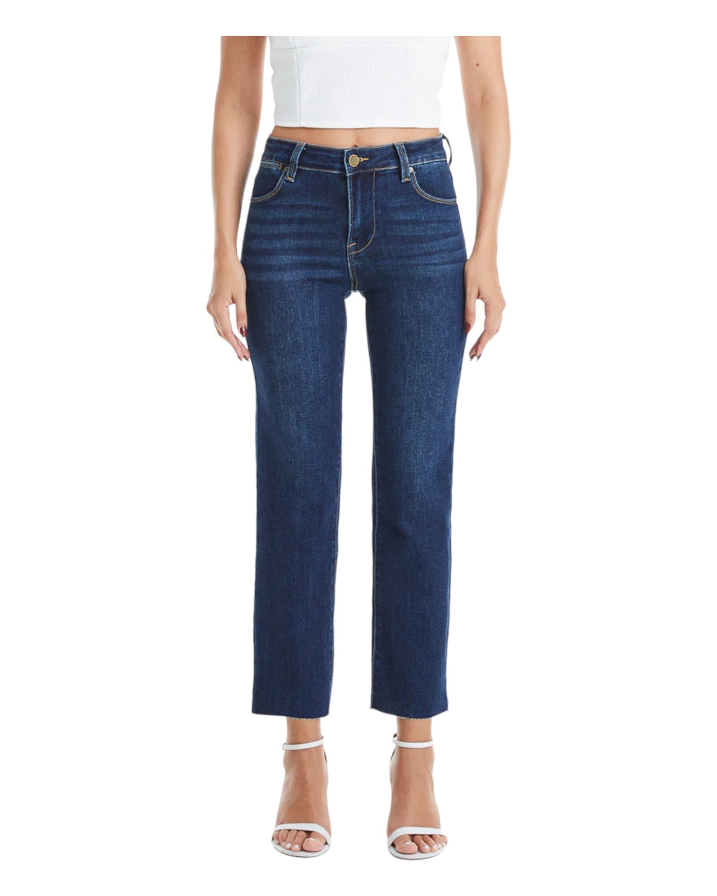 Mid Rise Stretch Crop Jean (Dark Blue)