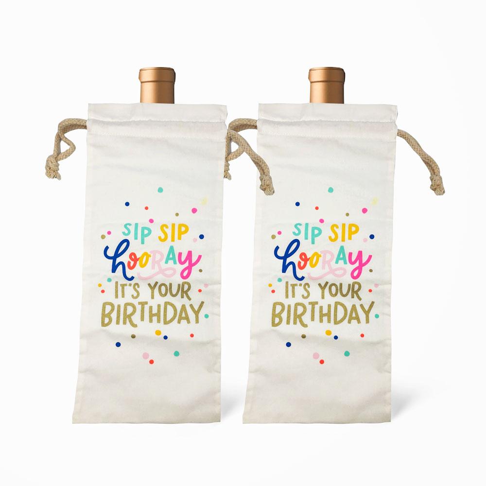 Sip Sip Hooray Birthday Wine Bottle Bag