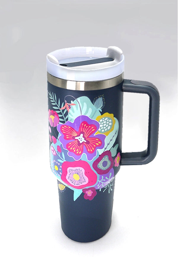 Navy Bloom and Sip Stainless Steel 40oz Tumbler