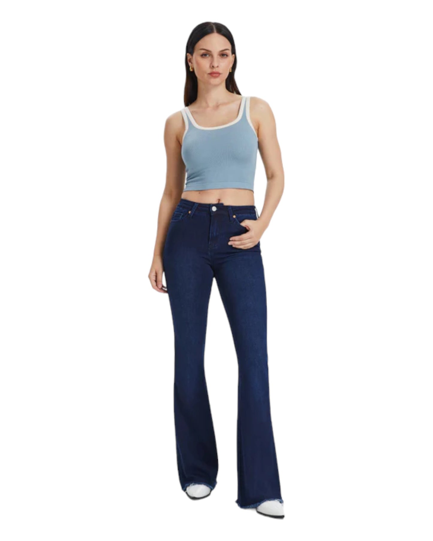 Mid Rise Flare Jean (Dark Blue)