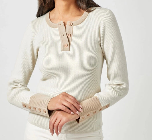 Iced Coffee & Cream Color Block Top