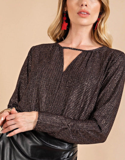 Copper & Black Long Sleeve Bodysuit