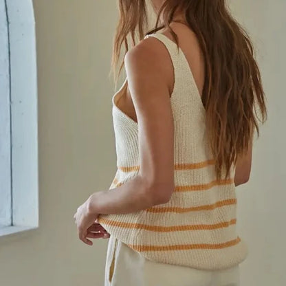 Orange Striped Creamsicle Sleeveless Sweater Top