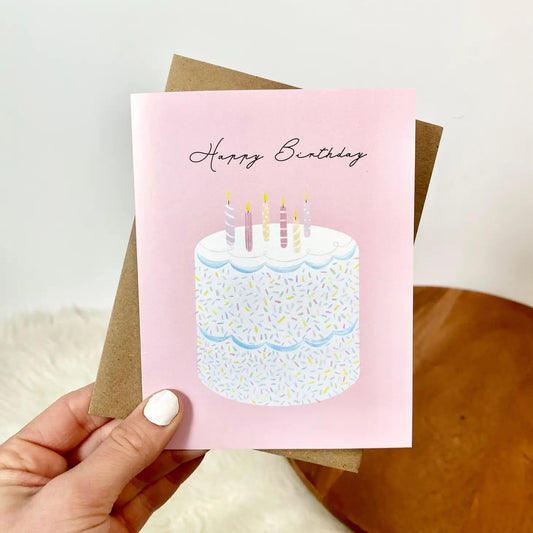 Happy Birthday Elegant Cake Greeting Card