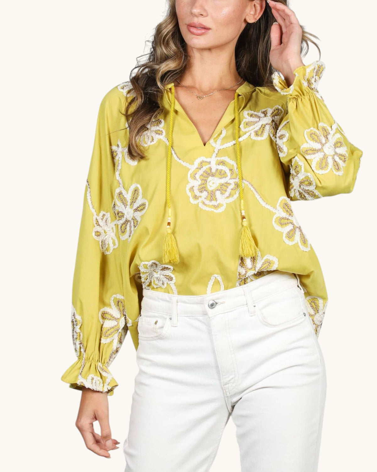 The Golden Grove Embroidered 100% Cotton Top