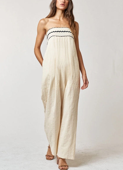 Vanilla Wide Leg Strapless Jumpsuit