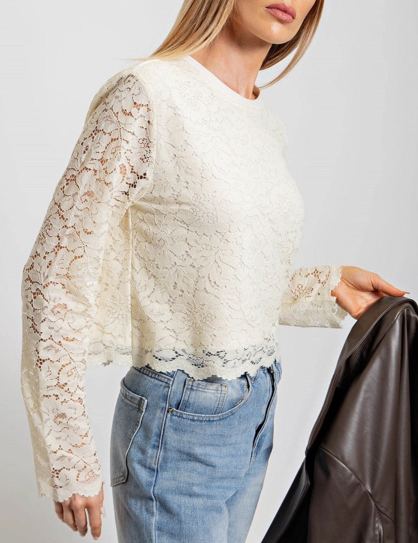 Ivory Double Layered Lace Top