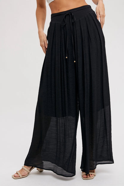 Black Flowy Wide Leg Pants