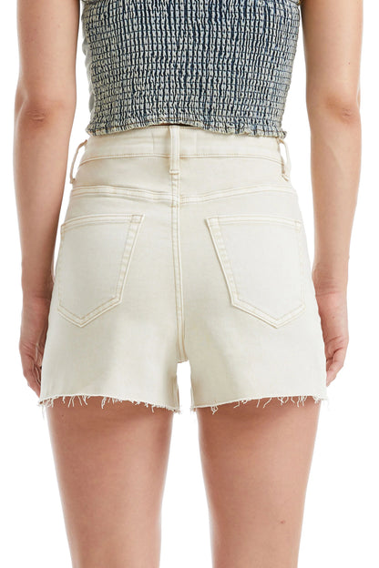 Stone Khaki High Rise Denim Short