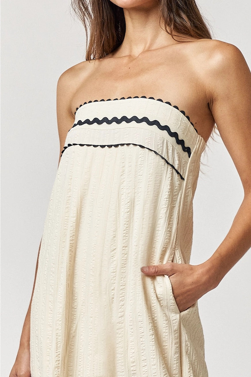 Vanilla Wide Leg Strapless Jumpsuit