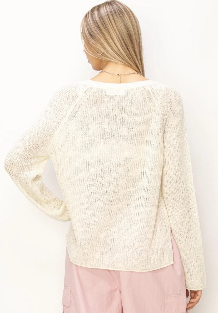Whip Cream Sheer Lightweight Sweater