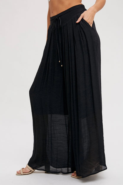 Black Flowy Wide Leg Pants