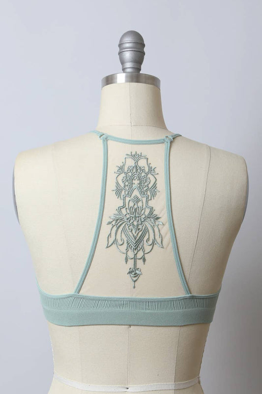 Sea Foam Lotus Mesh Racerback Bralette