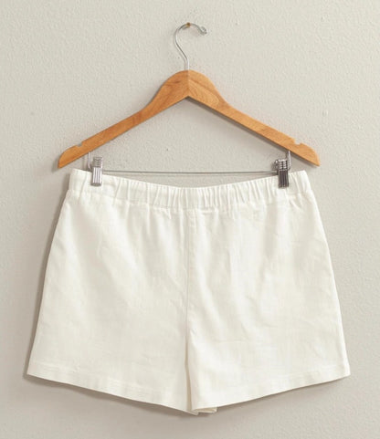 White Lightweight Denim Drawstring Shorts