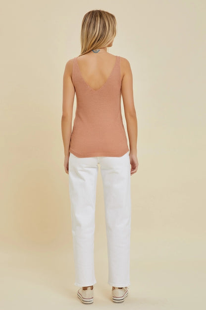 Rum Fine Knit Sleeveless Tank Top