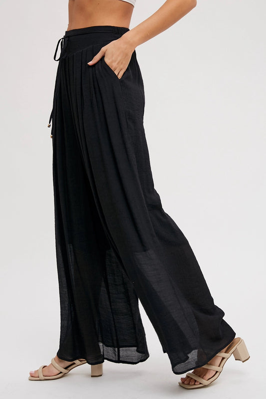 Black Flowy Wide Leg Pants