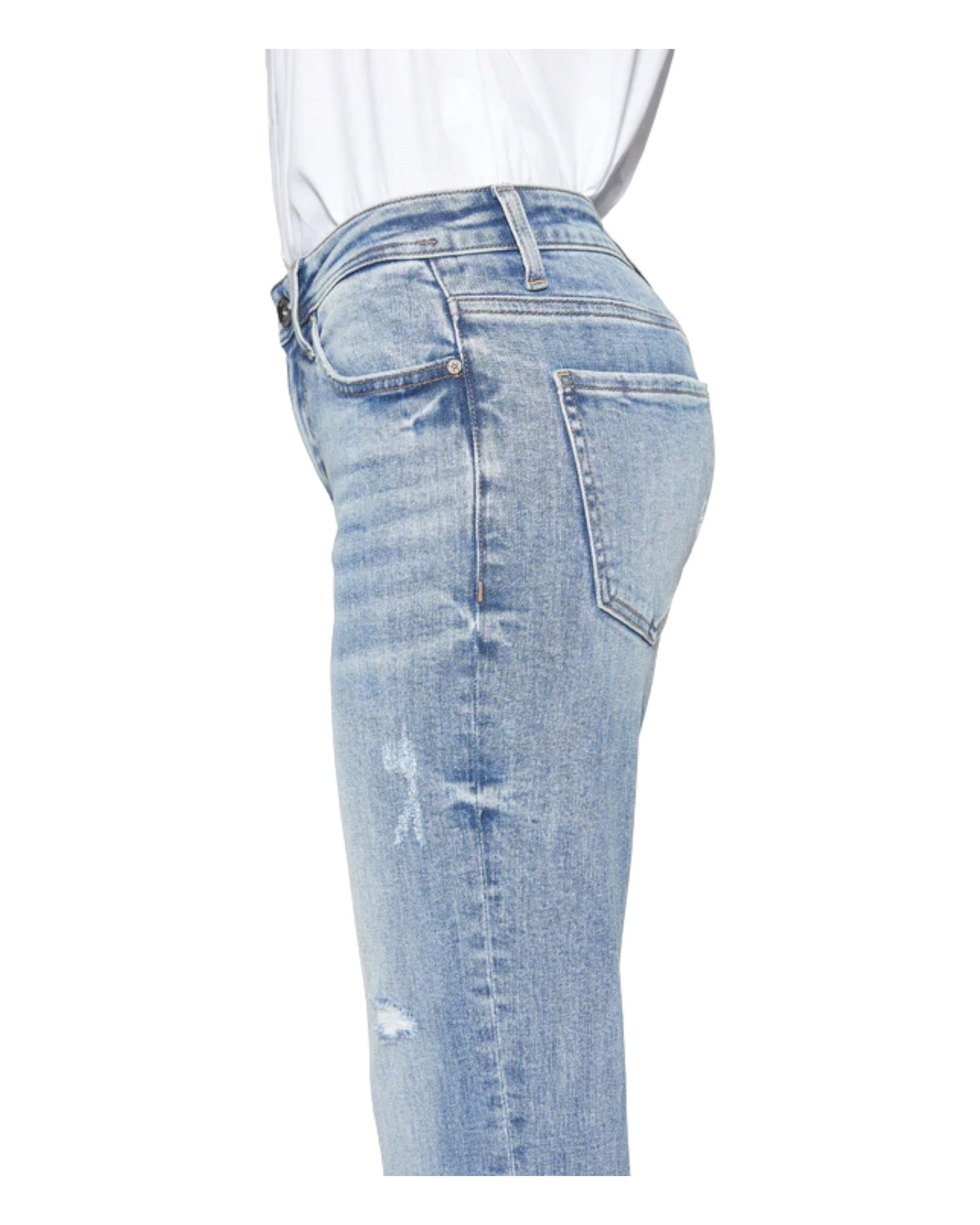 Mid-Rise Straight Leg Cuffed Denim Jeans