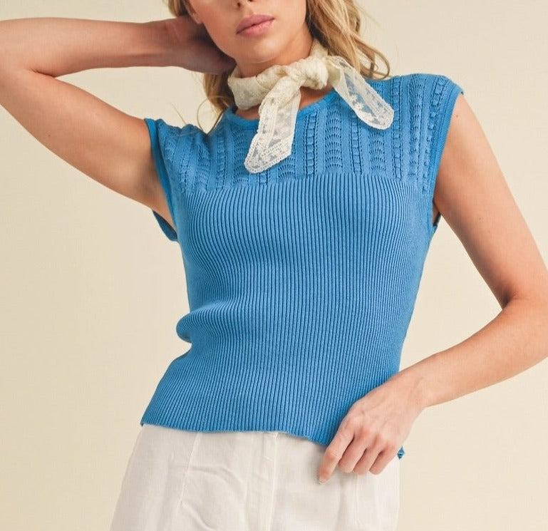 Azure Knit Sleeveless Sweater