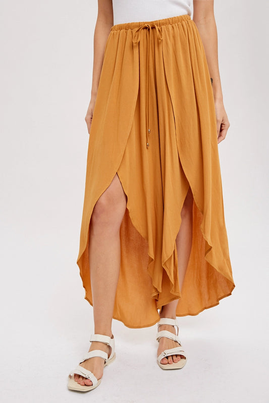 Flowy Wrap Culotte Camel Pants