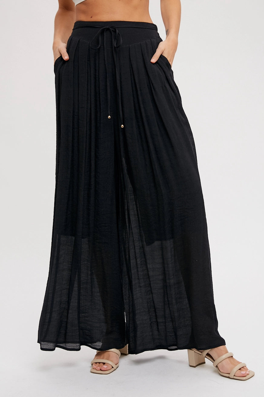 Black Flowy Wide Leg Pants